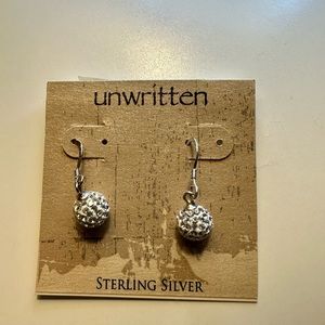 Brand New UNWRITTEN Sterling Silver Earrings | Crystal Pave Drop Earrings